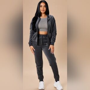Fashion Nova Charcoal Gray Jogger Set